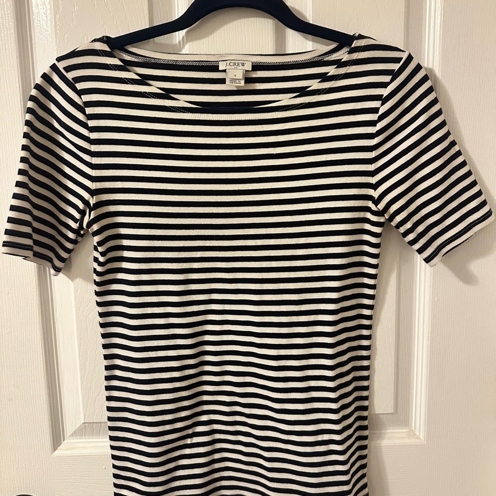 J. Crew Navy and Cream Striped Top
